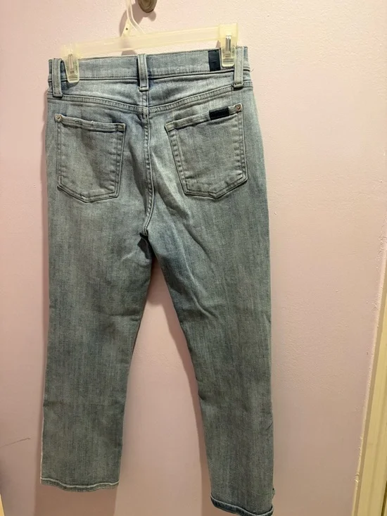 7 For All Mankind Light Blue Straight Leg Jeans - Picture 4 of 6
